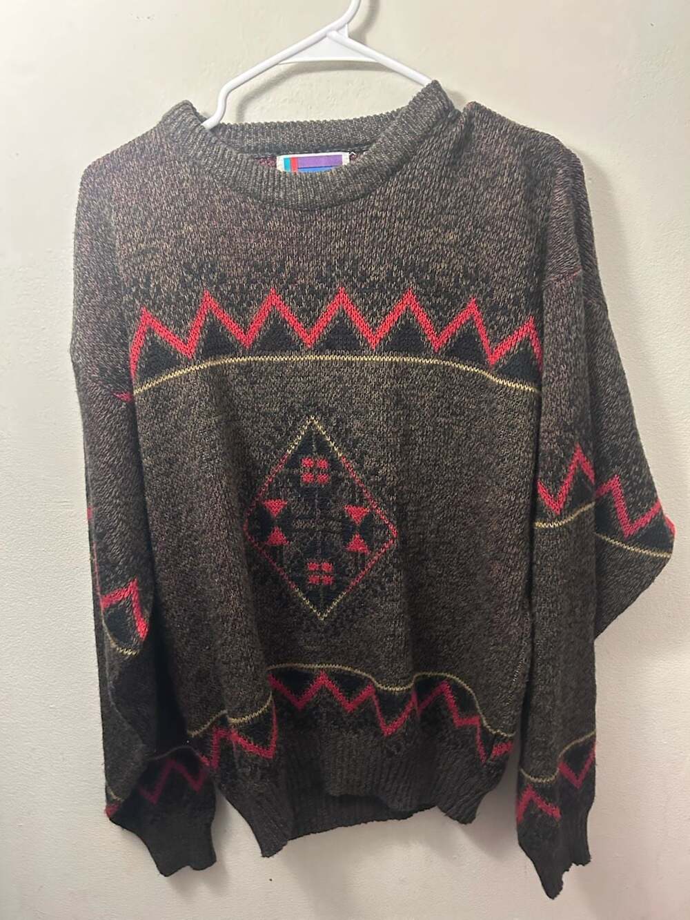 Vintage Sweater Graphix Geometric Knit Sweater Size L